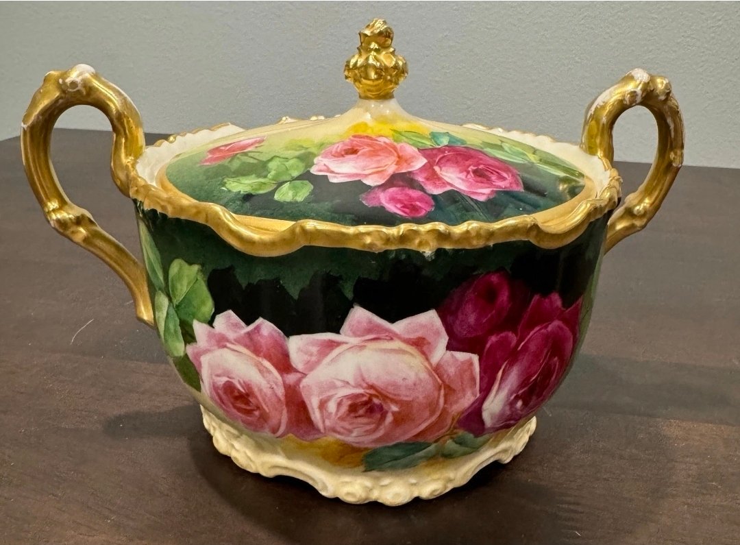 Hand-painted roses covered bowl