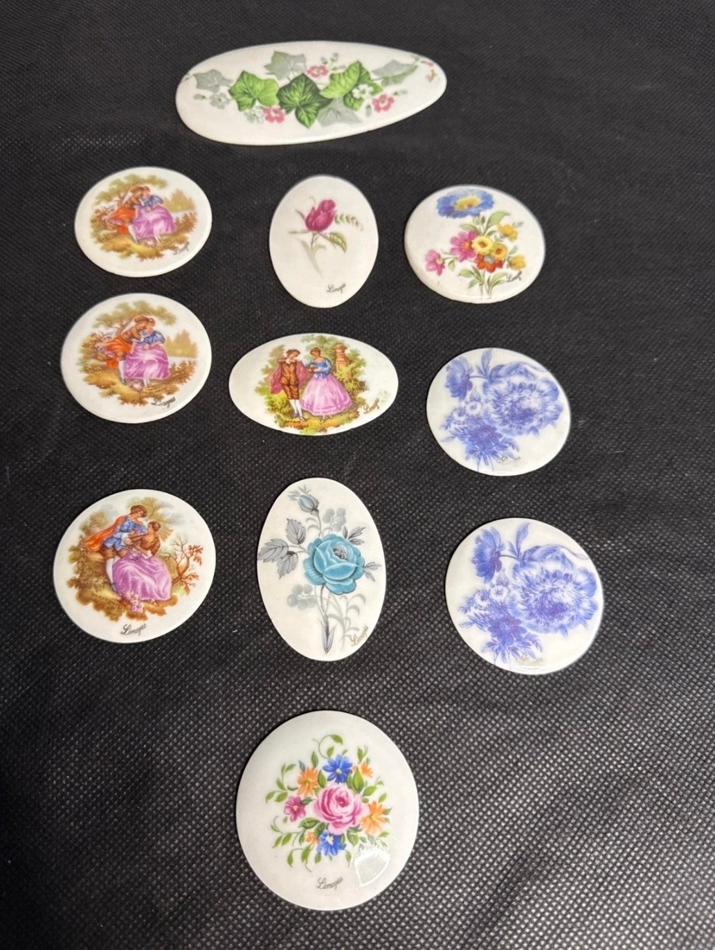 Collection of Limoges porcelain brooches